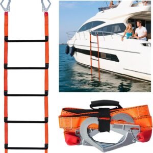YOSHINE 5 Step Boat Rope Ladder, 880Lbs Heavy Duty Non-Slip Ladder for Boat