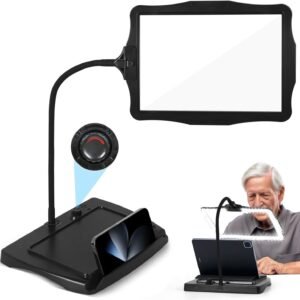 Magnifying Glass with Light for Reading, Crafts, Sewing and Close Work, Desk Stand LED Magnifier with 5X Acrylic Lens, 50 LEDs and 360° Flexible Gooseneck for Books, Hobbies and Close Work(Desktop)