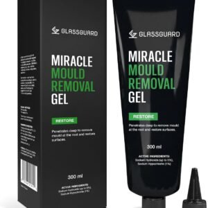 GlassGuard Miracle Mould Stain Remover Stain Gel – Heavy Duty Cleaning Gel for Grouts, Ceramic, Glass, Silicone, Caulk & More – Washing Machine Cleaner Front Loader (300 ml / 10 oz)