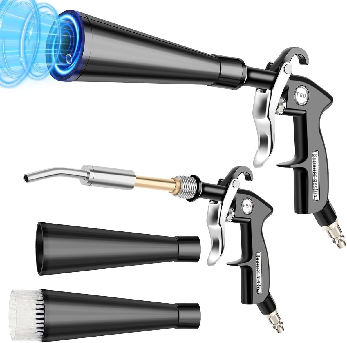High-Pressure Air Blow Gun for Car & Dry Cleaning, 2 Nozzle Air Compressor Accessory - Efficient Dust & Dirt Removal for Automotive, Home & Workshop