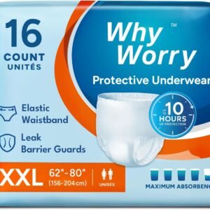 WhyWorry Incontinence Underwear for Women and Men, XXLarge, 16 Count