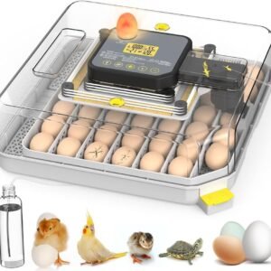 48 Egg Incubator for Hatching Eggs with Automatic Turning, Humidity Temperature Control, Egg Candler for Ducks Quail Goose Pigeon, 360° Clear View Window