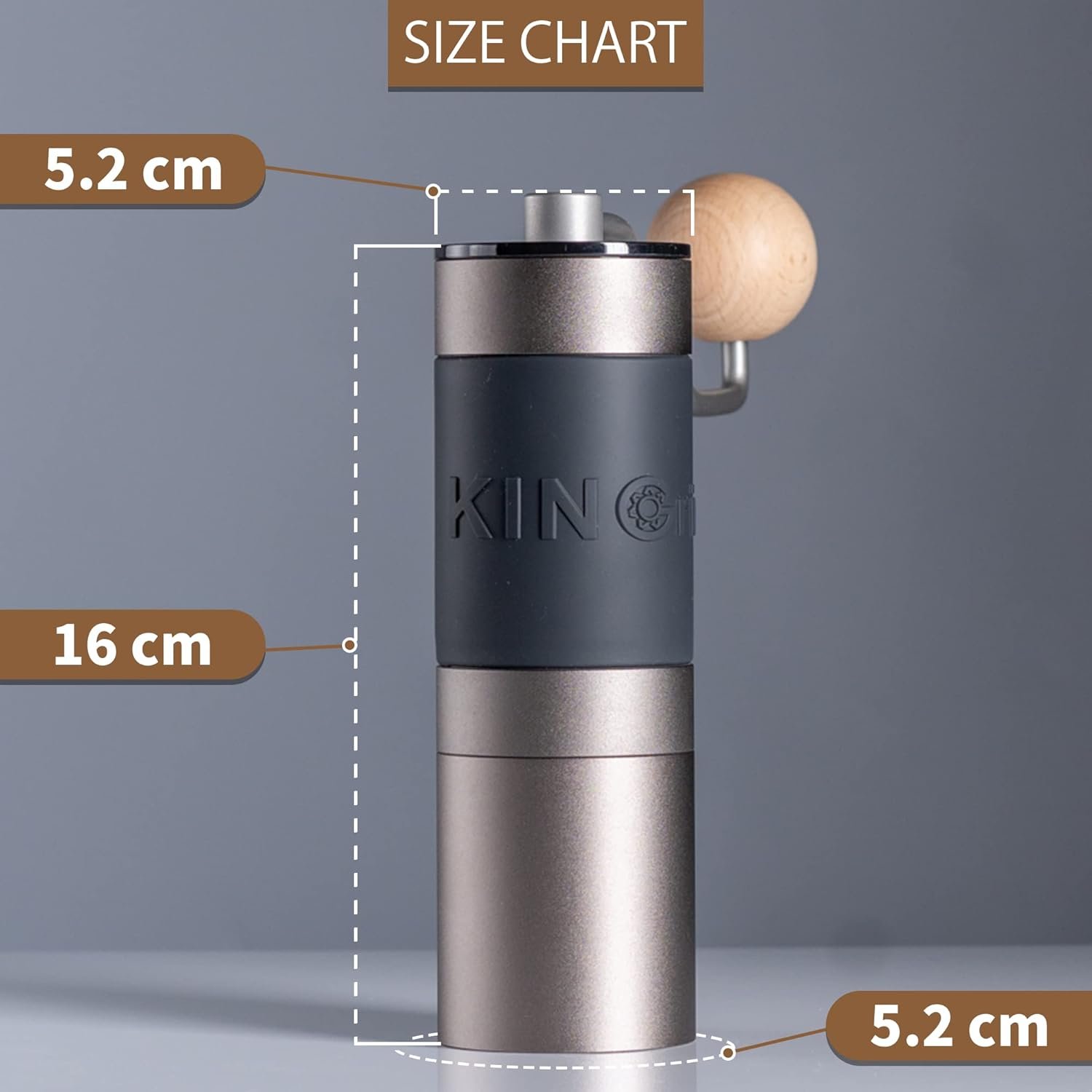【Gray】 KINGrinder K1 Manual Coffee Grinder Bent Handle Stainless Burr - Image 4