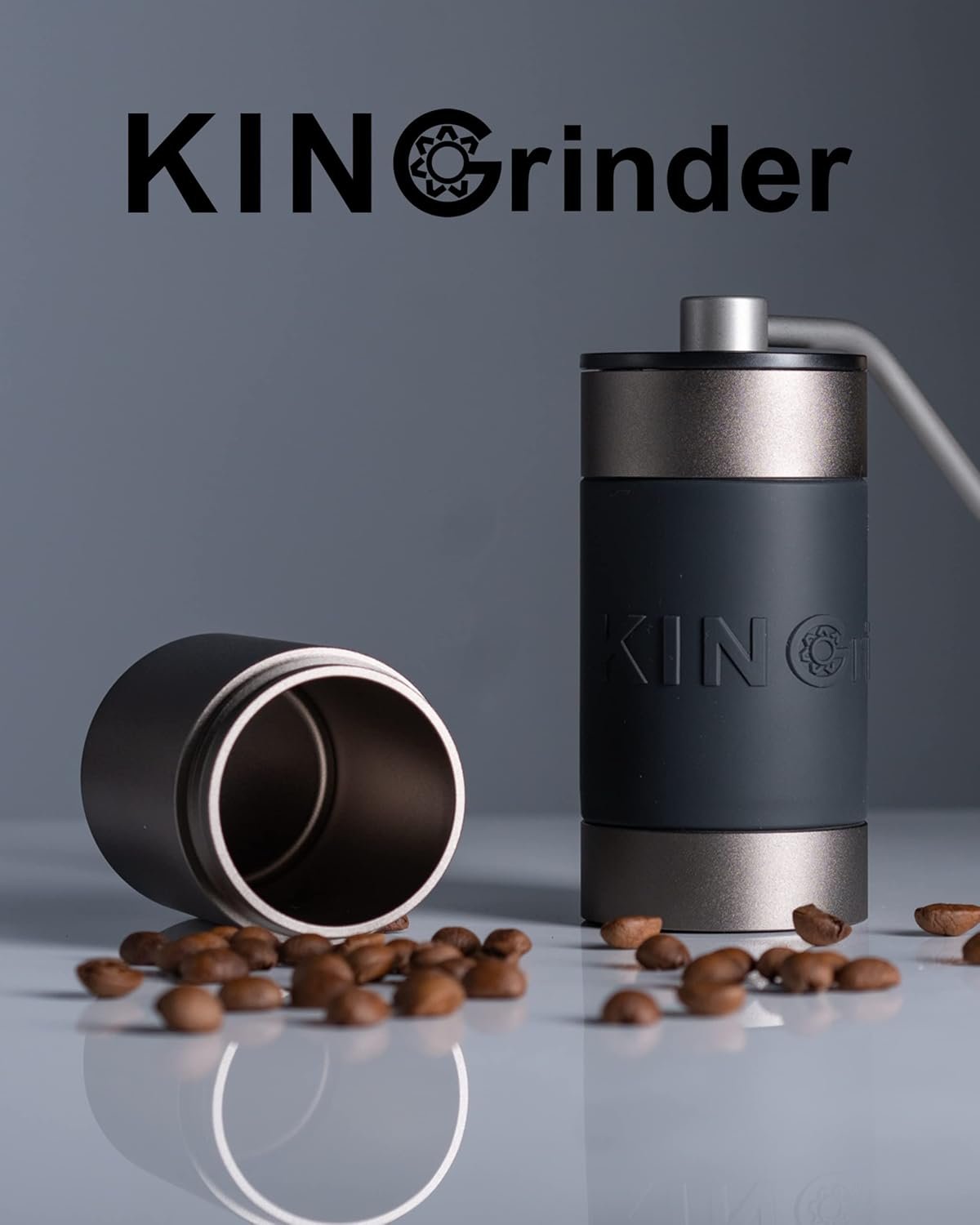【Gray】 KINGrinder K1 Manual Coffee Grinder Bent Handle Stainless Burr - Image 3
