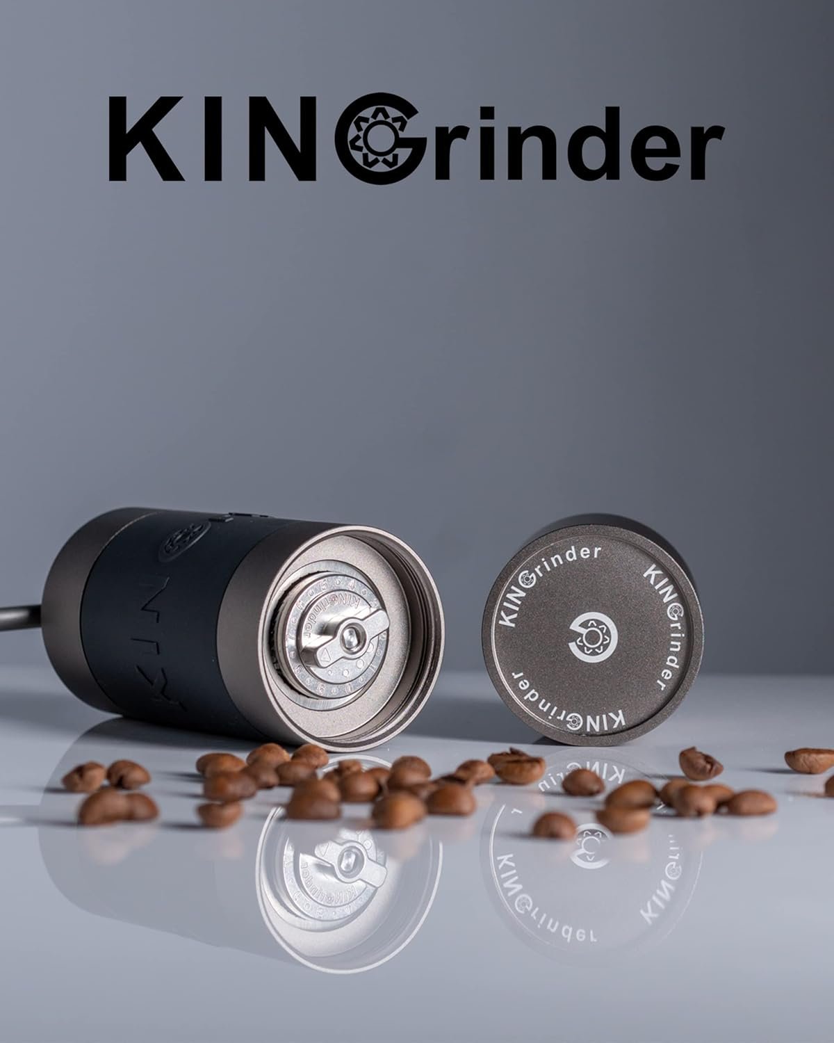 【Gray】 KINGrinder K1 Manual Coffee Grinder Bent Handle Stainless Burr - Image 2