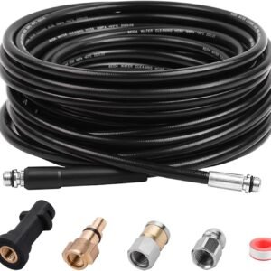 Pressure Washer Drain Pipe Hose Kit, 50FT 180Bar Black