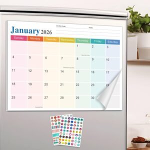 Magnetic Calendar for Refrigerator/Whiteboard 2026, 18-Month Fridge Calendars with Australia Holidays & Stickers, Yearly Planner Jan 2026–Jun 2027 for Home Family Easy Tracking Organizing Planning Gift