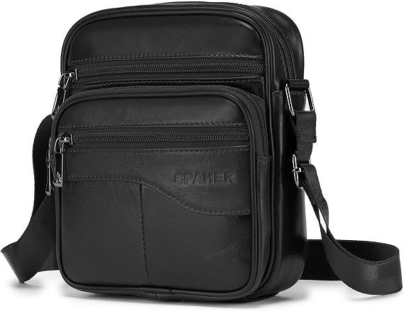 SPAHER Man Bag Small Shoulder Bag for Men Crossbody Leather Bags for Men Leather Handbag Shoulder Bag Business Messenger Backpack Crossbody Casual Sling Travelling Bag Mens Gift