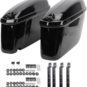 Generic Motorcycle Saddlebags, 22L Capacity Side Panniers Universal Motorcycle Hard Saddle Bags, Trunk Luggage Storage Box with Locks and Mounting Kit