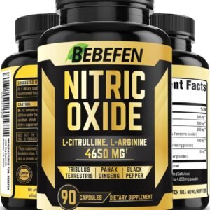Nitric Oxide Supplements 4650mg - High Formula with L-Arginine, L-Citrulline, Tribulus, Ginseng - 90 Capsules