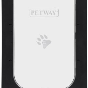 Petway Large Pet Door for Security Screen Doors & Flyscreens – Lockable & UV-Resistant Dog Door for Dogs – Black
