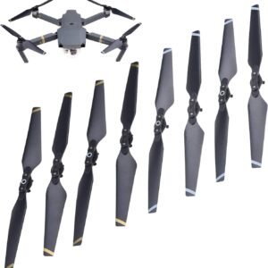 CamKix Propellers Replacement for DJI Mavic Pro - 2 Set (8 Blades) - Gray + White - Quick Release Foldable Wings - Flight Tested - Essential DJI Mavic Pro Accessory - Excellent Reliability