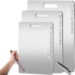 Titanium Cutting Board - 2025 New Upgrade 100% Pure Titanium Cutting Boards for Kitchen Double Sided Titanware Cutting Board,Hygiene Durable Dishwasher Safe Chopping Board,1PC (12" L x 9" W)