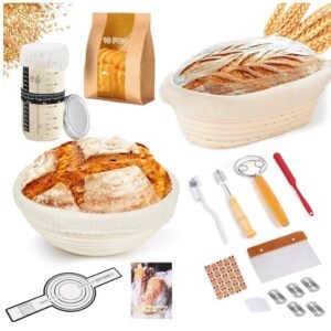 YUDSKU Sourdough Starter Kit, 9'' Round & 10'' Oval Banneton Proofing Bread Basket Set, Complete Sourdough Bread Baking Supplies for Beginner and Professional Bakers