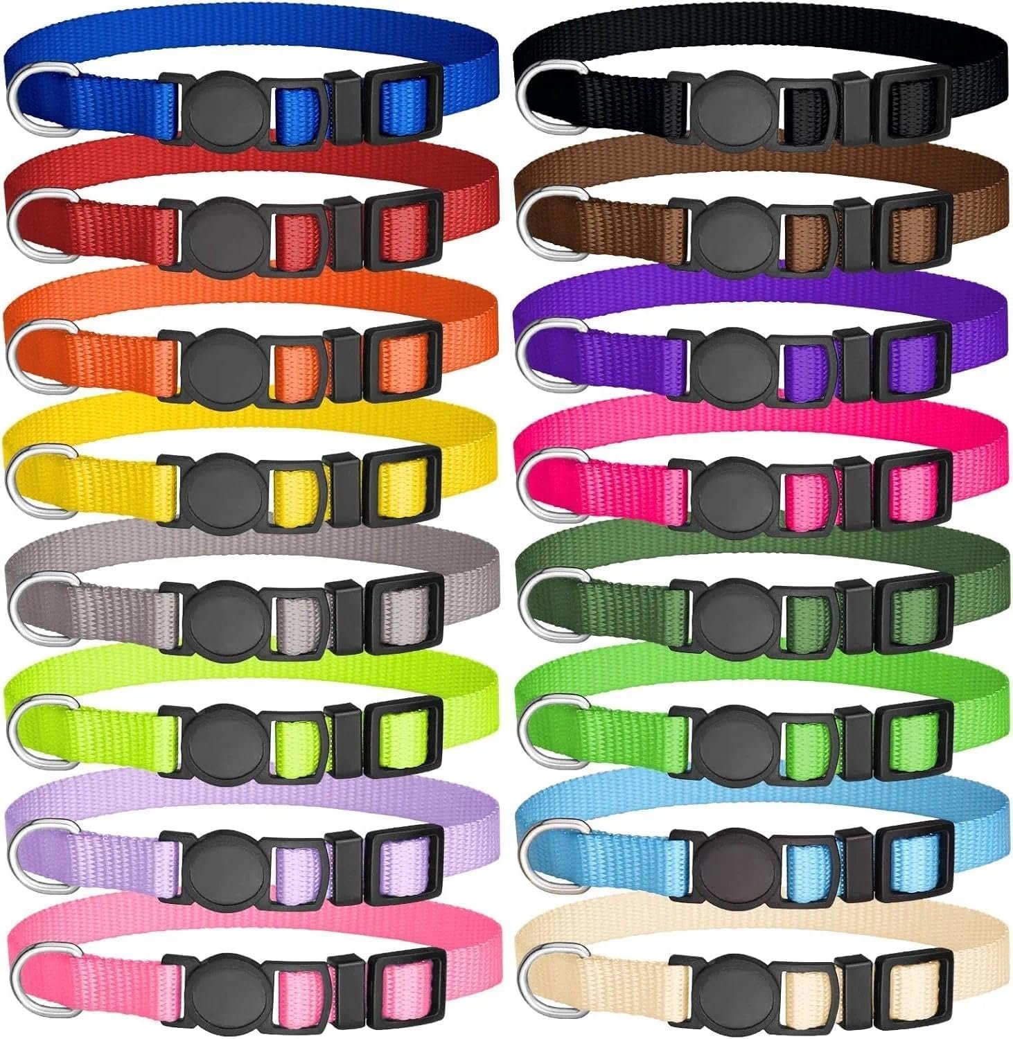 16 PCS Adjustable Nylon Puppy Collars, Breakaway Safety ID Whelping Collars for Small Dogs and Puppies in 16 Colors – CRFY