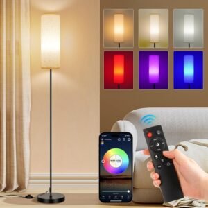 170cm Smart LED Floor Lamp with APP Control & RGB Colors - Dimmable Standing Lamp for Living Room, Bedroom, Gaming - Remote, Timer, 9W Bulb Included