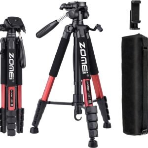 ZOMEi 188 cm Tripod Heavy Duty Tall Tripod Stand, Professional Travel Video Tripod Compatible with DSLR Cameras, Mobile Phones, Projector, Binoculars, Spotting Scope (Red)