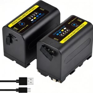 Tectra 2-Pack NP-F750 Battery for Sony NP-F970 NP-F975 NP-F980 NP-F960 NP-F770 NP-F550 Battery and Sony Handycam Camcorders for YONGNUO Godox LED Video Light with Type-C Charging Cable