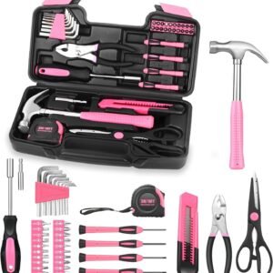 Yunking 39 Piece All Purpose Household Pink Tool Kit