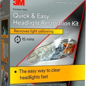 3M Quick and Easy Headlight Restoration Kit, Removes Light Yellowing in 15-Minutes, 39193, 1 Kit