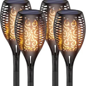 Xmart 96 LED Solar Lights Outdoor Upgraded 4 Pack, Super Larger Size, IP65 Waterproof Solar Torch Light with Flickering Flame, Solar Tiki Torches Decoration Lights, for Path Yard Garden