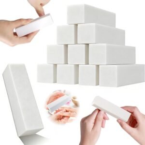 Mumoo Bear 10pcs Nail Buffer Block 4 Sided Nail File Sanding Block Buffing Blocks for Nail Art Tips Tool Finger Manicure Pedicure Tools for Home and Salon Use(10Pcs,White)