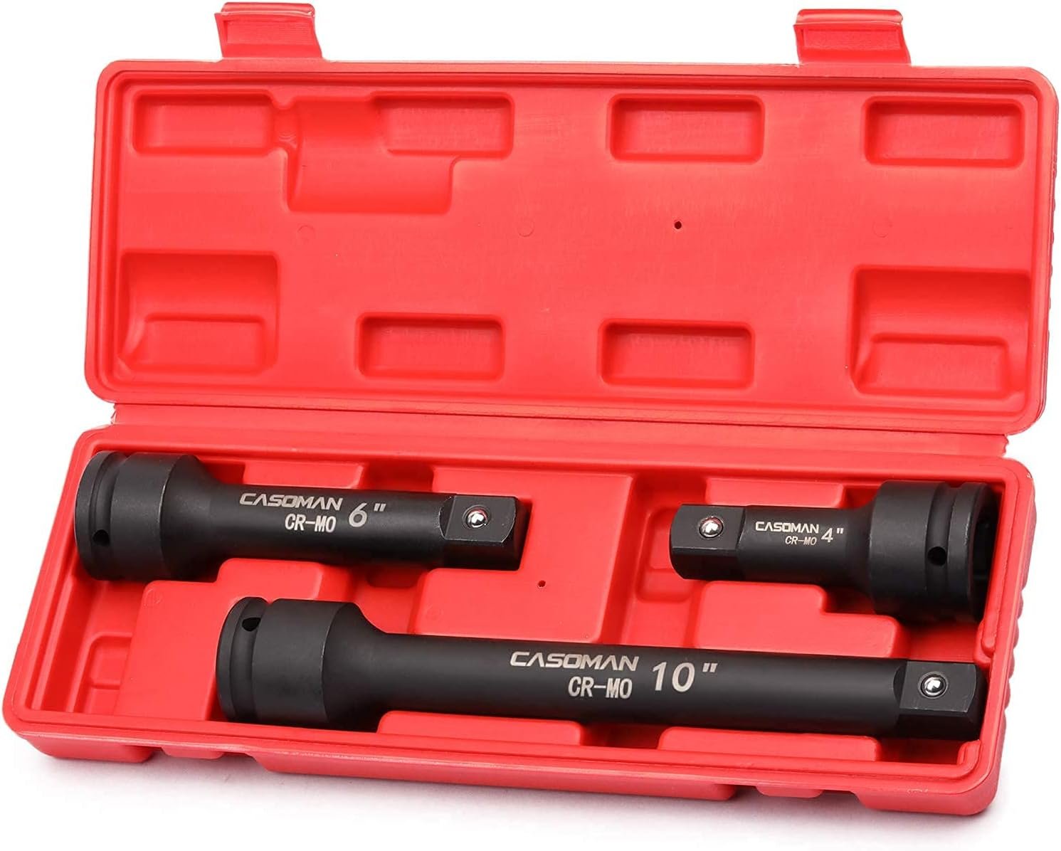 CASOMAN 3/4” Drive Impact Extension Bar, Cr-Mo Steel,3-Piece Set 4”, 6”, 10” ext. bar