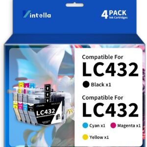 LC432 Ink Cartridges Compatible for LC432 LC-432 LC432XL Ink Cartridges LC-432XL for MFC-J5340DW MFC-J5740DW MFC-J6540DW MFC-J6740DW MFC-J6940DW Printer (4 Pack)