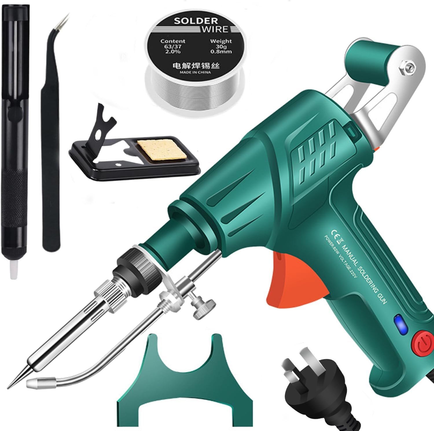 Internally Heated Industrial Laser Welding Tools, Multi-Function Soldering Iron Soldering Gun Set, 3 in 1 Handheld Industrial Laser Welding Machine Constant Temperature Fast Heating for Metal (Green)