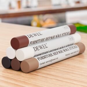 DEWEL Wood Filler Sticks, 6 Colors Wood Crayons for Scratches, Wood Floor Repair Wax Filler Sticks, Furniture Scratch Repair Crayons Kit for Wood Holes, Scratches, Table