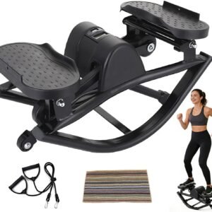 MINYII Under Rock Stepper with Digital Display, Rock Stepper Machine with Resistance Band ＆Anti-Slip Mat, Low-Impact Compact Side-to-Side Fitness Stepper for Exercise at Home Gym