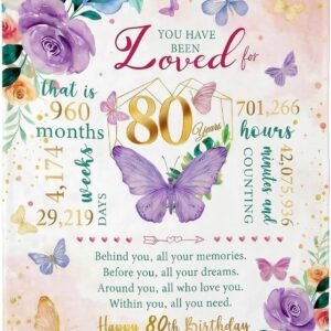 80th Birthday Gifts for Women Flannel Throw Blanket 50 x 60 Inch