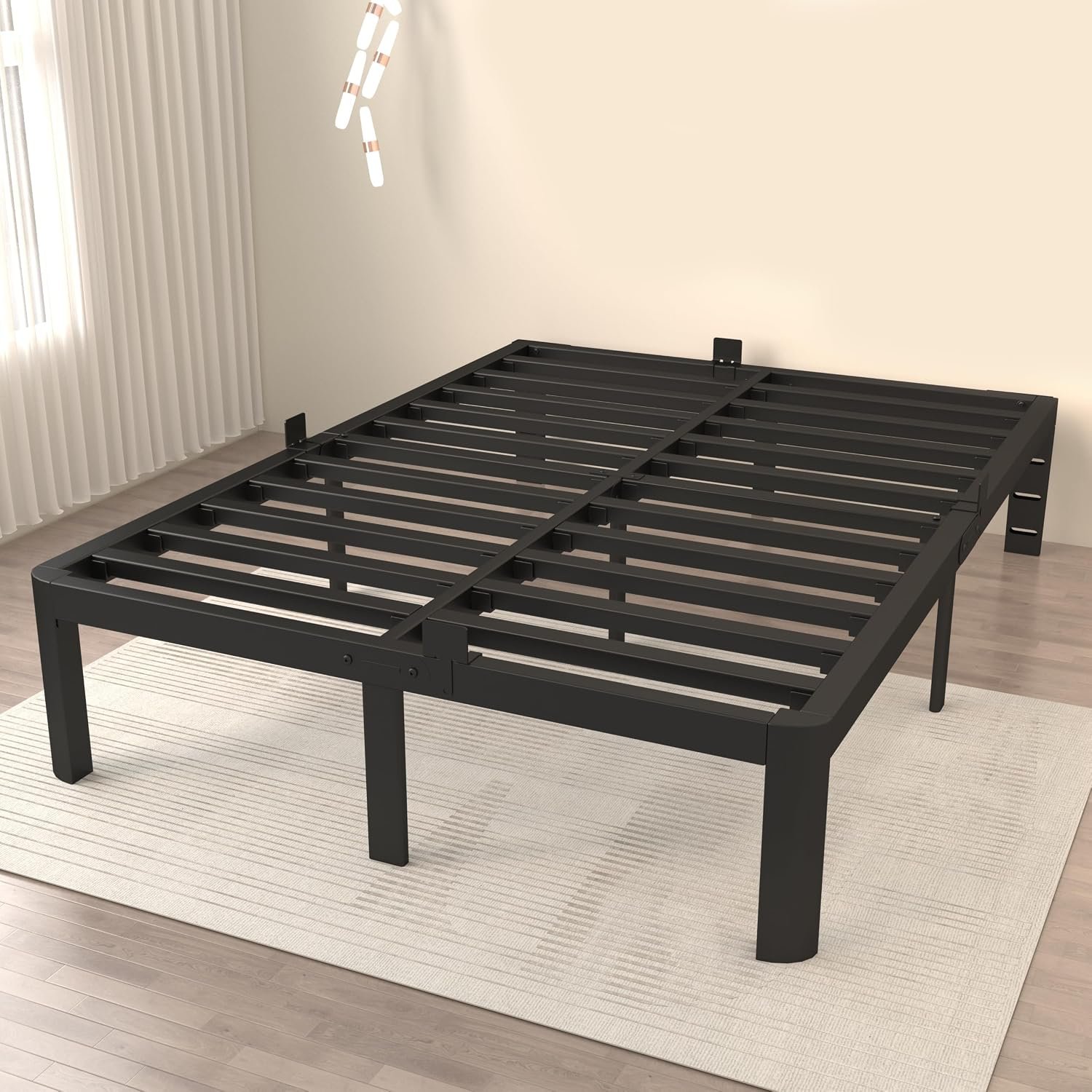 ITIMIDI 12 Inch Full Bed Frames, Metal Full Size Platform Bed Frame with Round Corner Legs, Heavy Duty Steel Support 3500 LBS, Storage Space, No Box Spring Needed, Noise Free, Easy Assembly