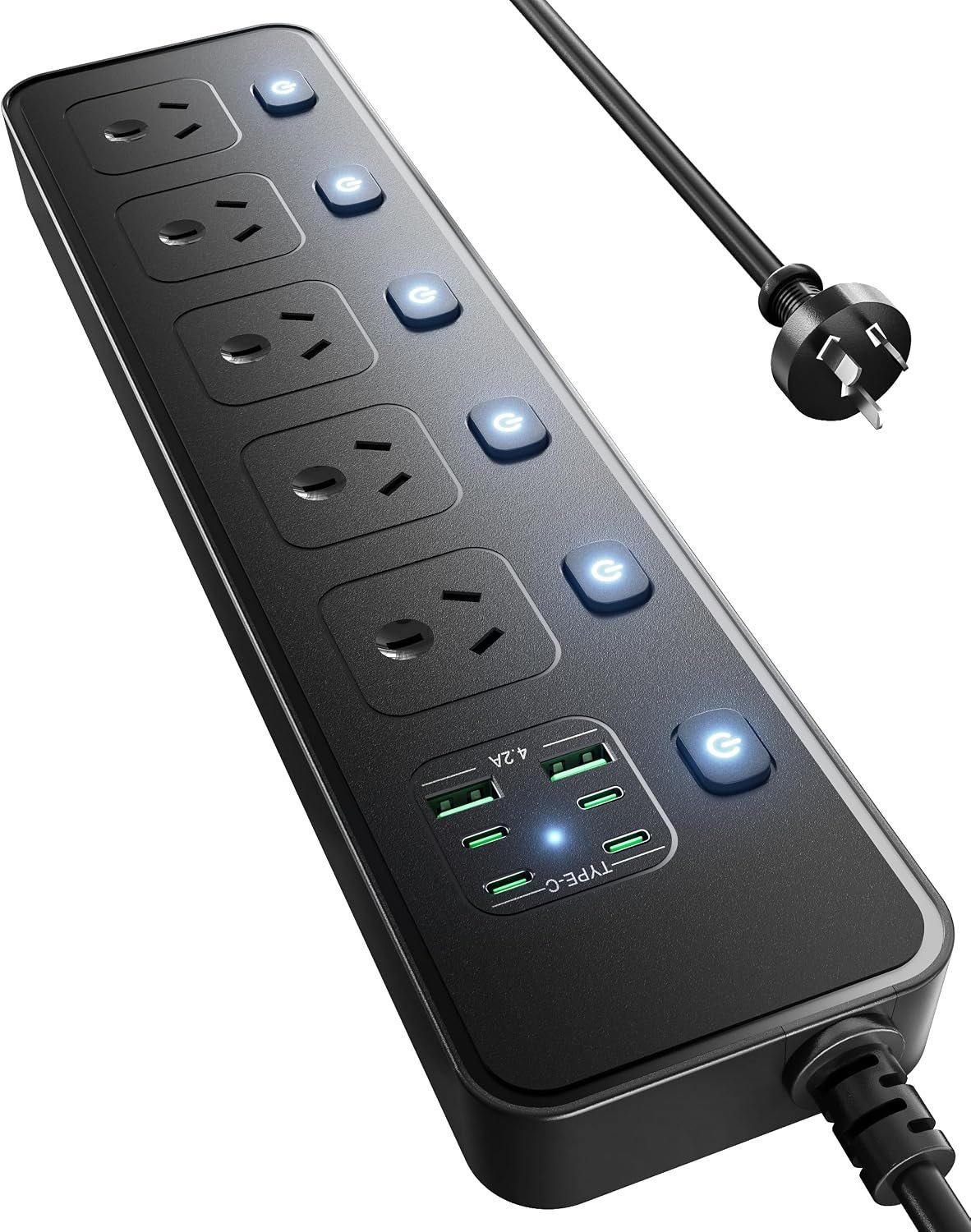 Power Board Individual Switch - 3250W Power Strip with 5 AC Outlets