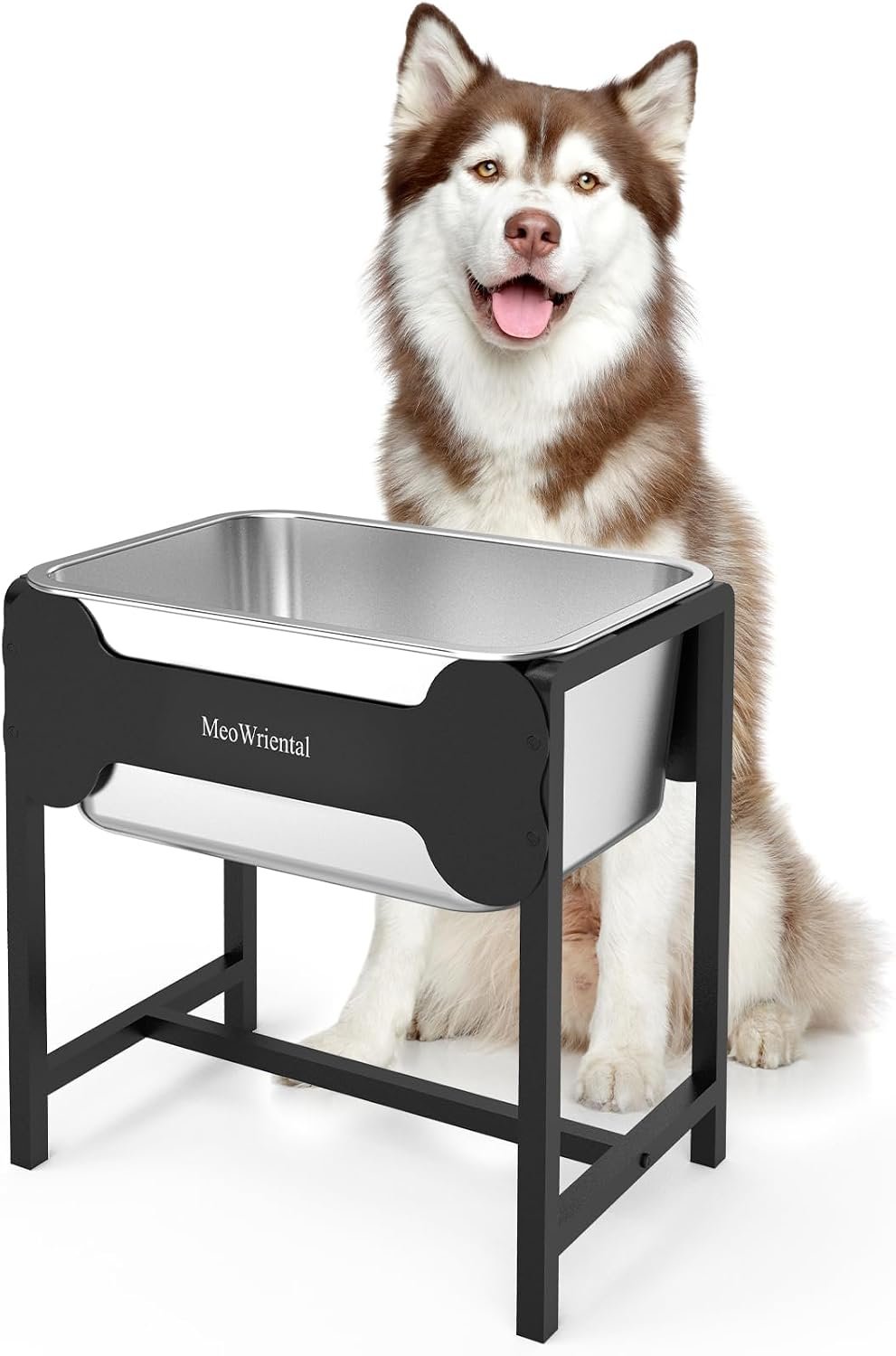 9.5L Elevated Dog Water Bowl for Large Breeds, 36cm Raised Stainless Steel Large Dog Water Bowl with Full Metal Stand for Relief Joint Pressure, Tip-Proof, Easy to Clean, Indoor & Outdoor Use