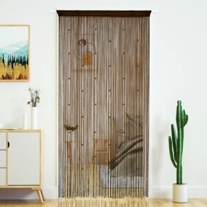 YaoYue Beaded Curtain Door String Curtains for Doorway Tassels Beads Hanging Fringe Hippie Room Divider Window Hallway Entrance Wall Closet Bedroom Privacy Decor (39×110in/100×280cm, Coffee)