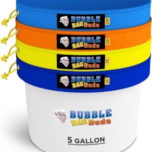 BUBBLEBAGDUDE Bubble Bags 5 Gallon 4 Bag Set Herbal Ice Essence Extraction Bag Kit with 10 x 10” (25 Micron) Pressing Screen and Storage Bag