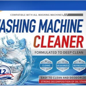 CLEAN Washing Machine Cleaner Tablets 12 Pack - 1 Year Supply, Septic Safe Washing Machine Cleaning Tablets, Washer Cleaner Tablet, Works with All Washers