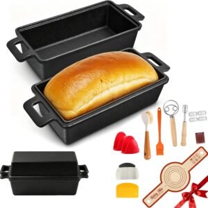 Cast Iron Loaf Pan with Lid, 9x5 Inch Bread tin with sourdough Starter kit