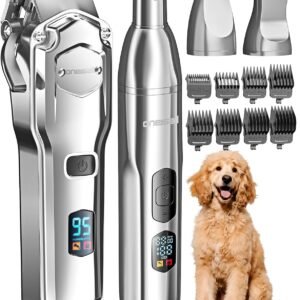 oneisall Dog Clippers for Grooming Thick/Matted Hair, 4-in-1 Grooming Kit