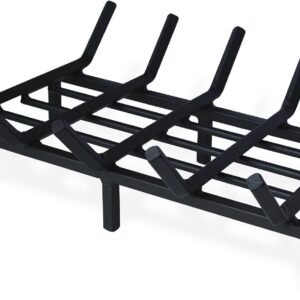 Fireplace Grate 17 inch Heavy Duty Fireplace Log Holder 3/4 Bar Fire Grates Fireplace Grate Cast Iron for Indoor Fireplaces, Outdoor Kindling Tools Wood Stove Wood Burning Rack Holder
