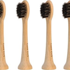 Gaia Guy Sonicare Compatible Bamboo & Horsehair Bristle Electric Toothbrush Head (4-Pack) - Uncoated Polished Bamboo