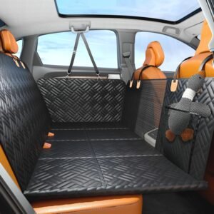 Dog Car Seat Cover for Back Seat, Hard Bottom Car Seat Extender for Dogs, Back Seat Pet Cover, Dog Hammock for Car SUV and Trucks - Supports 160kg