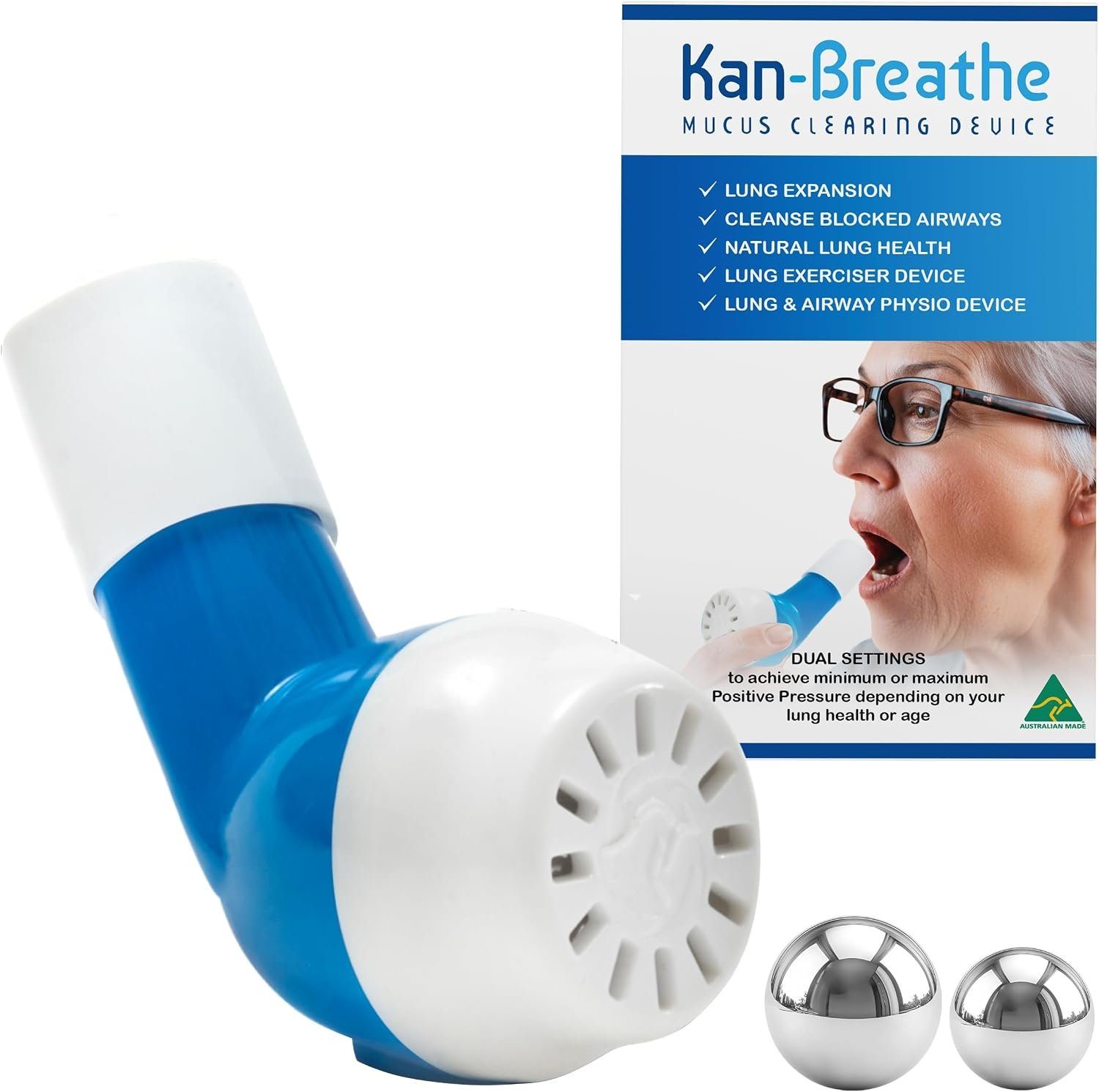 KAN-BREATHE Natural Lung Exerciser & Mucus Removal Device - Naturally Clear Mucu