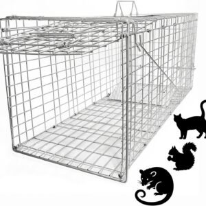 Live Animal Cage Trap, 78x32x28cm Heavy Duty Folding Raccoon Traps, Humane Cat Trap for Stray Cats, Raccoons, Squirrel, Skunk, Mole, Groundhog, Armadillo, Rabbit, Catch and Release (L- 78x32x28)