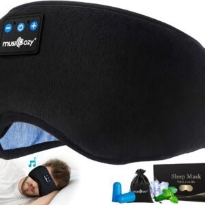 MUSICOZY Sleep Headphones Bluetooth 5.4 Headband Sleeping Headphones Eye Mask for Women Men Unisex, Wireless Music Mask Built-in Speakers Microphone Adjustable Strap for Side Sleepers Travel Office