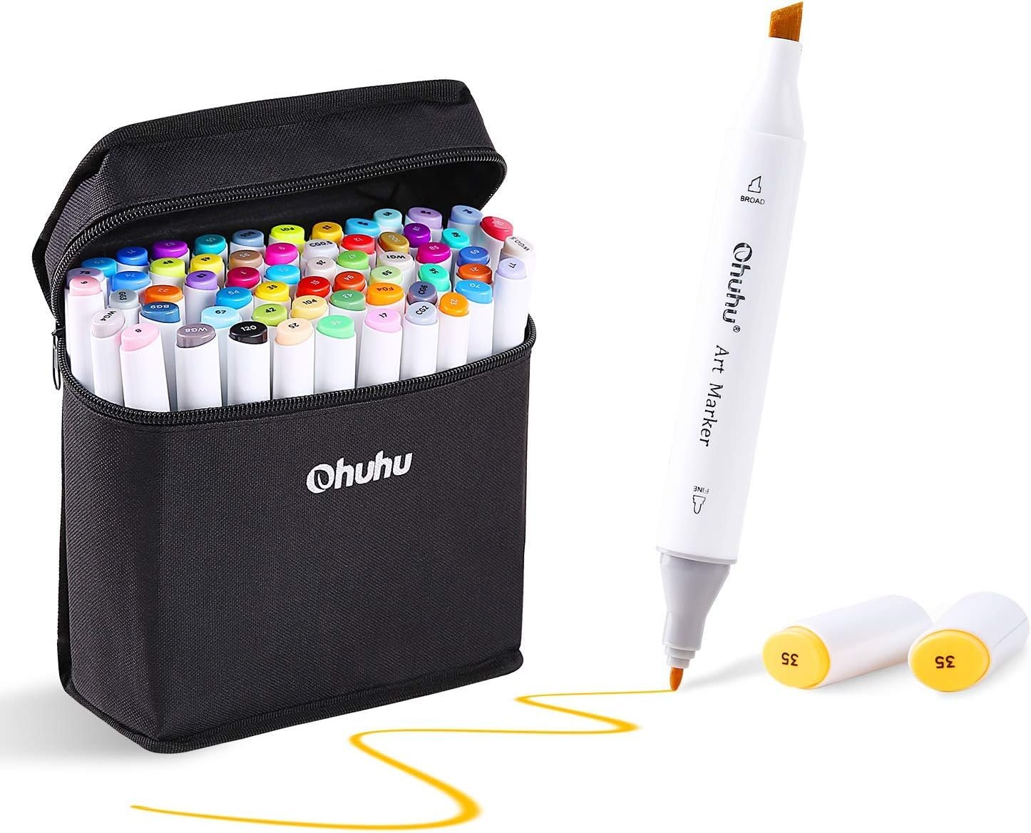 Ohuhu Alcohol Markers 80 Colors Chisel Fine AP Certified for Adult Coloring