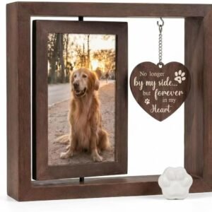 Pet Memorial Gifts for Loss of Dog - Rotating Wooden Picture Frame for 4x6 Photo - Loss of Dog Sympathy Gift - Cat Pet Bereavement Remembrance Picture Frame (Love Edition)