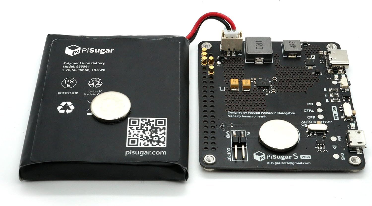 PiSugar S Plus Portable 5000 mAh UPS Lithium Battery Power Module Platform for Every Raspberry Pi 3B/3B+/4B Model Accessories handhold(Not Include Raspberry Pi)