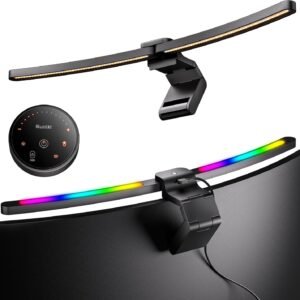 Quntis Curved RGB Monitor Light Bar with Remote Control Auto-Dimming, Black